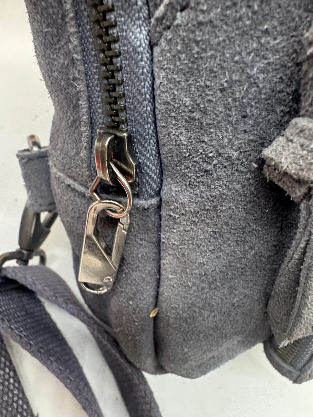 Free People Women's Gray Suede Crossbody Sling Bag - Casual Everyday Carry